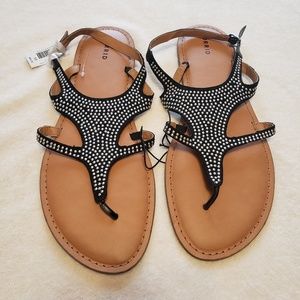 Torrid NWT Black W/Silver Stud Tstrap Sandal